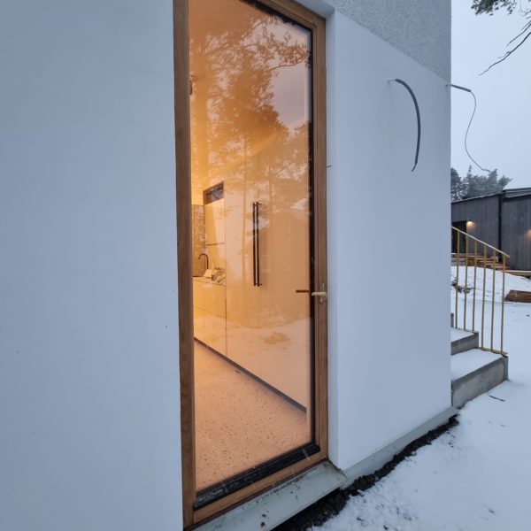 a door from a house in winter