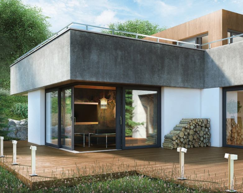 a render of a modern house in nature