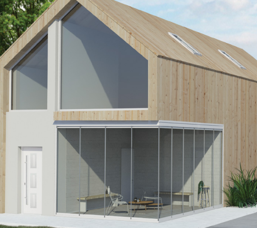 UTERUMSSYSTEM, render of a small house